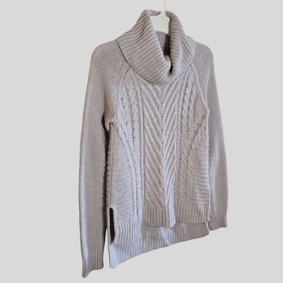 ELLE Cowl Neck Sweater Women’s Size Small Lilac Purple Cable Knit Relaxed Fit - Picture 12 of 13